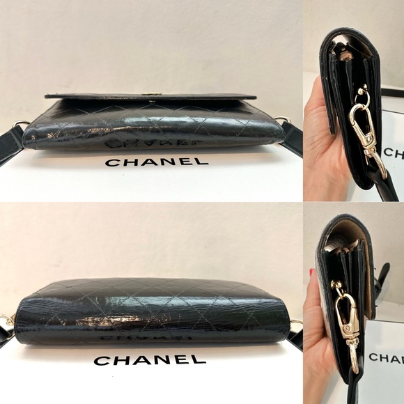 Auth CHANEL Crystalized CC Black/Gold Large Wallet Converted to 5-Ways Mini Bag - Picture 7 of 16